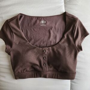 ALO Yoga Women's Brown Ribbed Crop Top